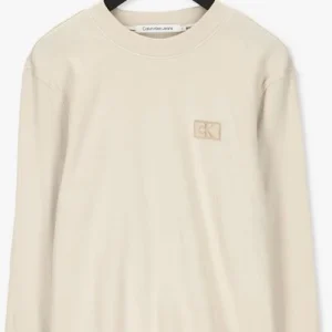 Calvin Klein Pull Shrunken Badge Ls Waffle Tee En Beige vente en ligne 13