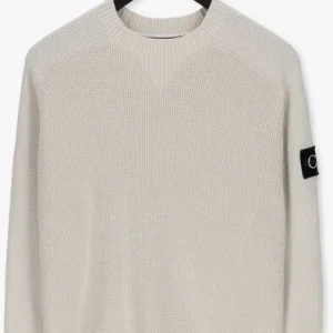 Calvin Klein Chandail Monologo Badge Sweater En Beige magasin en ligne france 13