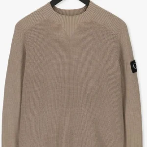 grossiste Calvin Klein Chandail Monologo Badge Sweater En Taupe 13