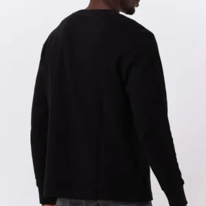 authentiques Calvin Klein Pull Shrunken Badge Ls Waffle Tee En Noir 9