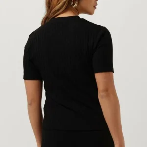 Calvin Klein T-shirt Rib Short Sleeve Tee En Noir en promotion 9