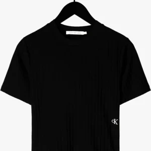 Calvin Klein T-shirt Rib Short Sleeve Tee En Noir en promotion 13