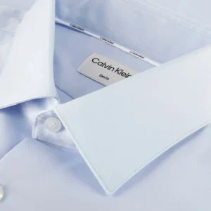 Calvin Klein Chemise Classique Poplin Stretch Slim Shirt Bleu Clair Meilleur Prix 15