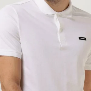 Calvin Klein Polo Stretch Pique Slim Button Polo En Blanc De Qualité 11