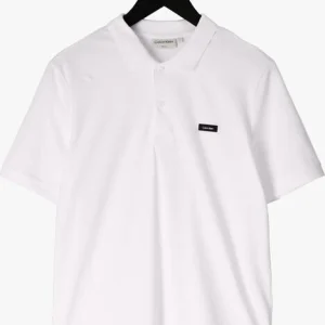 Calvin Klein Polo Stretch Pique Slim Button Polo En Blanc De Qualité 13