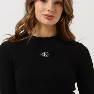 Calvin Klein Badge Rib Long Sleeve En Noir marque pas cher 11