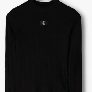 Calvin Klein Badge Rib Long Sleeve En Noir marque pas cher 13