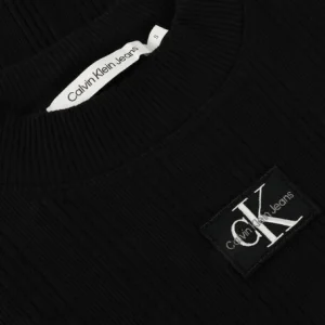 Calvin Klein Badge Rib Long Sleeve En Noir marque pas cher 15