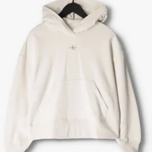 excellente qualité Calvin Klein Chandail Micro Monologo Hoodie Blanc 13