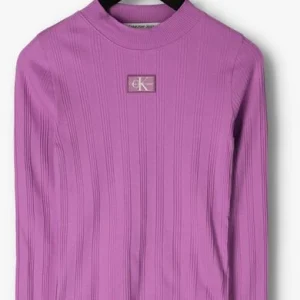 Calvin Klein Badge Rib Long Sleeve Lilas soldes en ligne 13