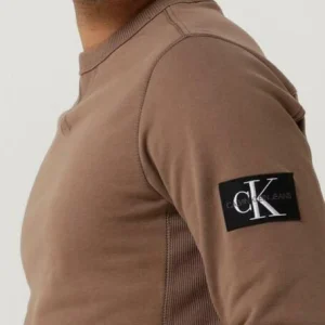 guranteed de qualité Calvin Klein Pull Monologo Sleeve Badge Cn En Marron 11