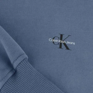 Calvin Klein Pull Micro Monologo Crew Neck En Bleu Nouvelle Collection 15