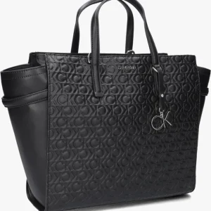 vente luxe pas cher Calvin Klein Ck Must Tote Md Embossed Sac à Main En Noir 9