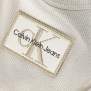 destockage Calvin Klein Rib Badge Ls Top Blanc 7