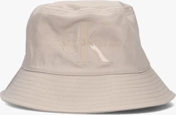 Calvin Klein Monogram Bucket Hat Chapeau En Beige Retour Facile et Gratuit 1